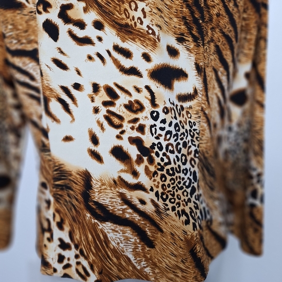 Investments Brown Tan Animal Print Mobwife Front Zip Jacket Size MP - Picture 9 of 13